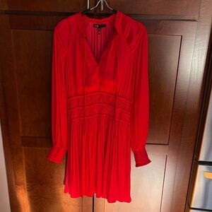 Maje Vibrant Red Long Sleeve Dress